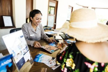 Guest booking a tour at a hotel